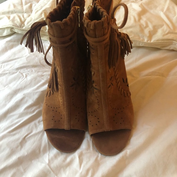 Nordstrom Ivanka Trump Suede Open Toed BootsCognac - Picture 3 of 3